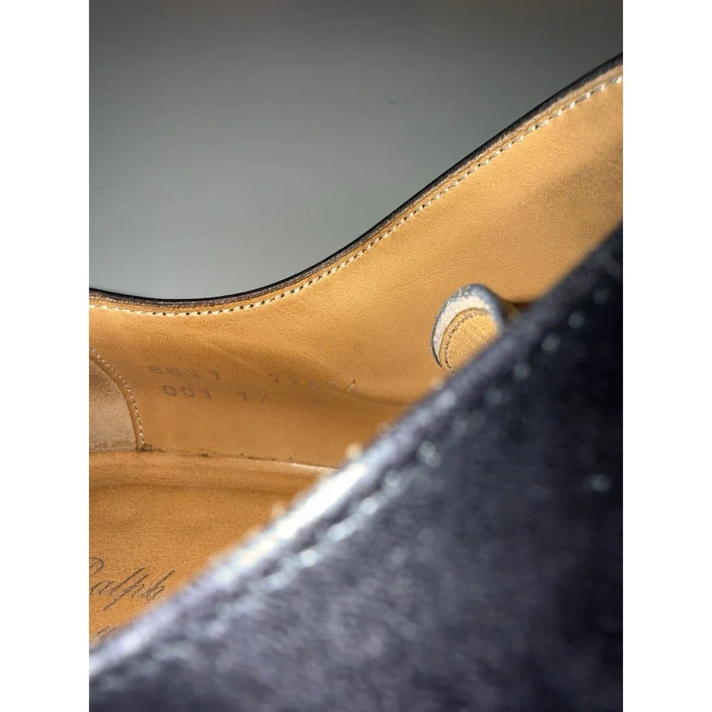 $1250 | RALPH LAUREN‎ PURPLE LABEL DELLER 12D D PLAIN TOE DERBY BLACK CALFSKIN